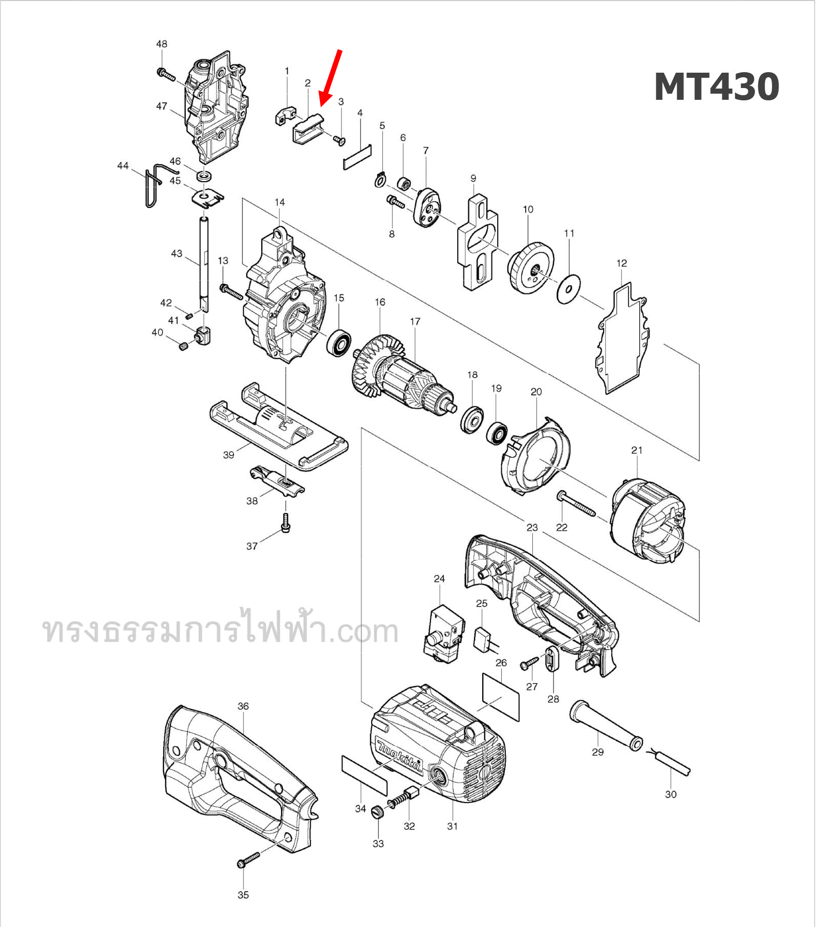 ประกับแกนใหญ่ จิ๊กซอว์ มาคเทค-Maktec, Makita มากีต้า MT430, M4302, M4302B [#2] Pn.325600-8 (แท้) ##