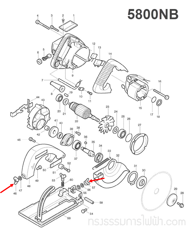 น๊อต เลื่อยวงเดือน Makita 5800NB [#46, 57], 5806B [#5], 5900B [#60], N5900B [#55, #66] Pn.934301-3 (แท้) ##(**)