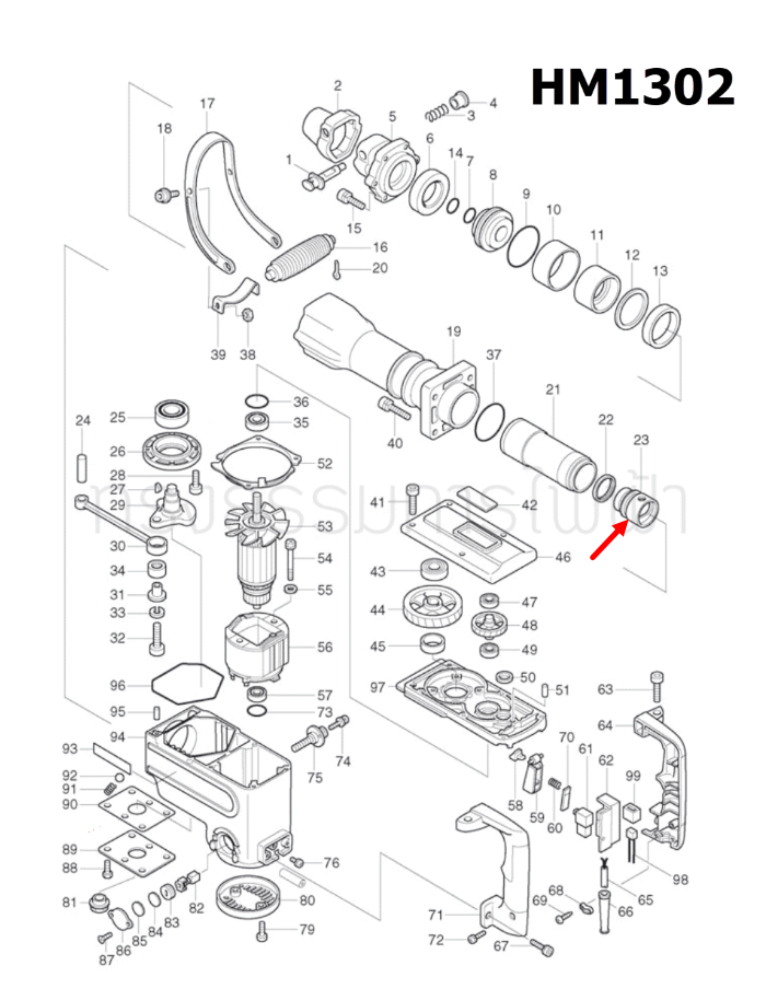 ลูกสูบ สกัดไฟฟ้า Makita มากีต้า HM1302 [#23] Pn.322813-2 (แท้) ##