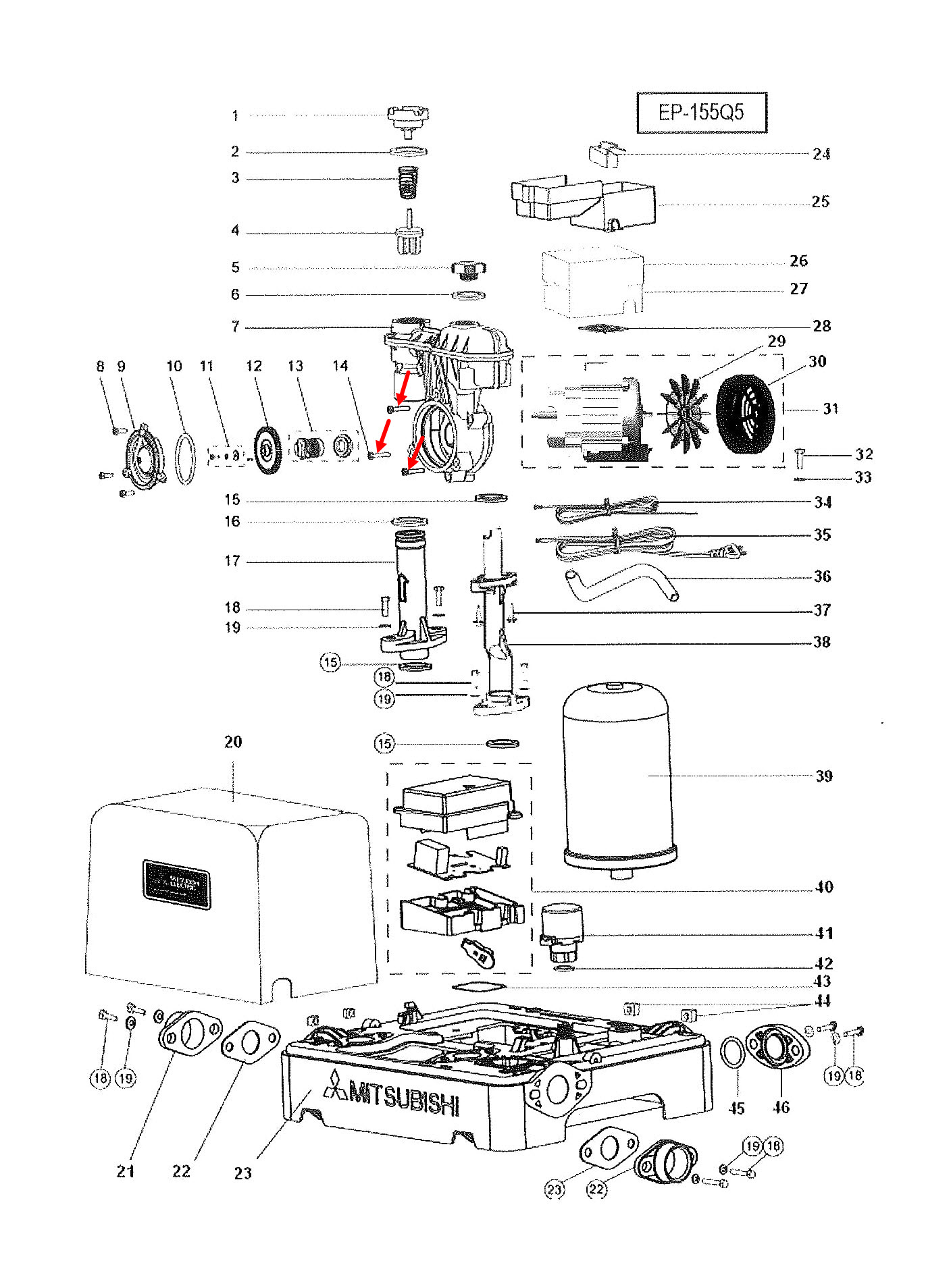 น็อตปั้มน้ำ M6x55 (ราคา/ชุด=โบล์ท, แหวนอีแปะ, แหวนสปริง) (สแตนเลส แท้)