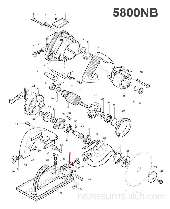 แหวนยาง 6 Makita 5900B [#63], MT372 [#32], HM1201 [#60], 5201N [#67], 5806B [#56], 4100NH2 [#30,#49], 3701, N3701 [#27, #37], 5800NB, Maktec MT560, MT580, MT583 Pn.941151-9 (แท้) ##(*)