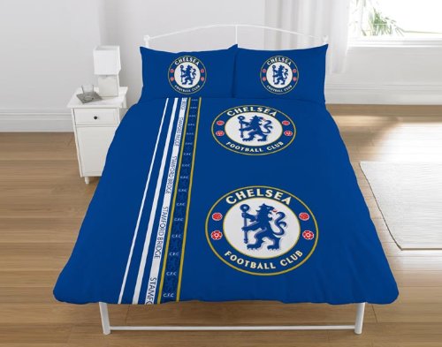 ผ้านวมลายเชลซี ของแท้ 100% Chelsea FC Double Duvet Cover and Pillowcase 'Stripe' Design Bedding สำหรับแฟนเชลซี ใช้เอง เป็นของฝาก ที่ระลึก ของขวัญ แด่คนสำคัญ