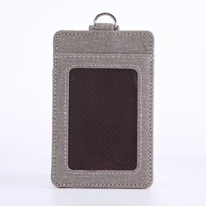 ซองใส่บัตรหนัง PU (มีช่องบัตรด้านหลัง) ขนาด 7.2*11 ซม. พร้อมสายคล้องคอ