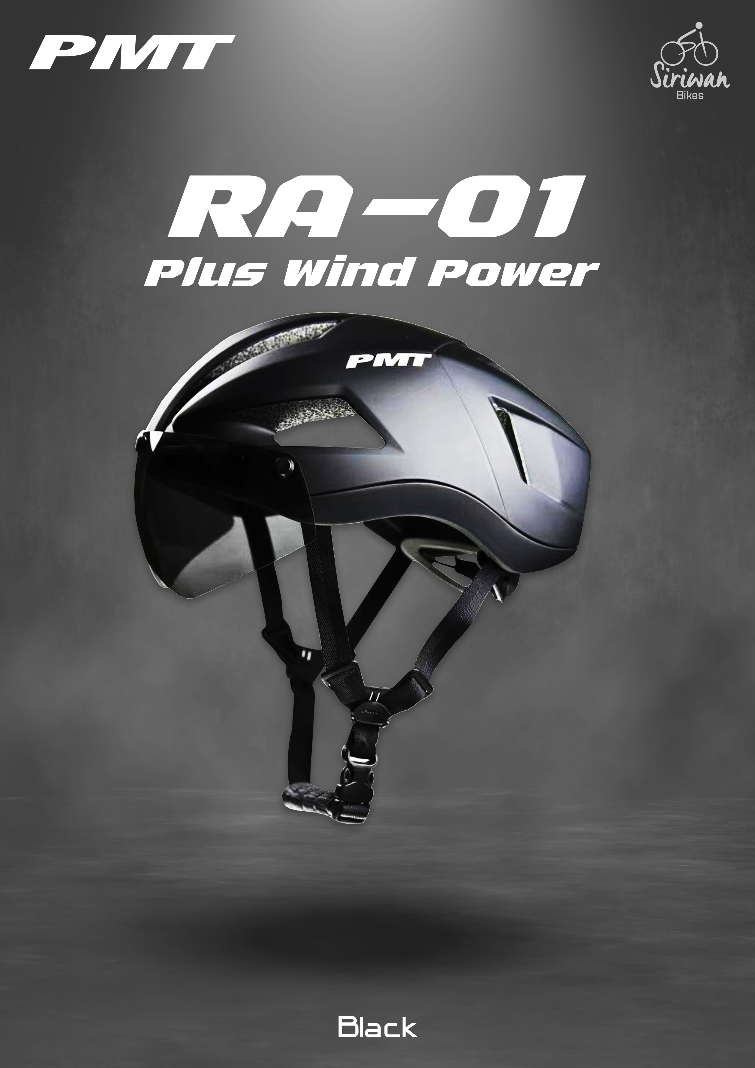 หมวกปั่นจักรยาน PMT รุ่น RS-01 PLUS WIND POWER ระบายอากาศได้ดี M : 54-58cm L : 58-61cm