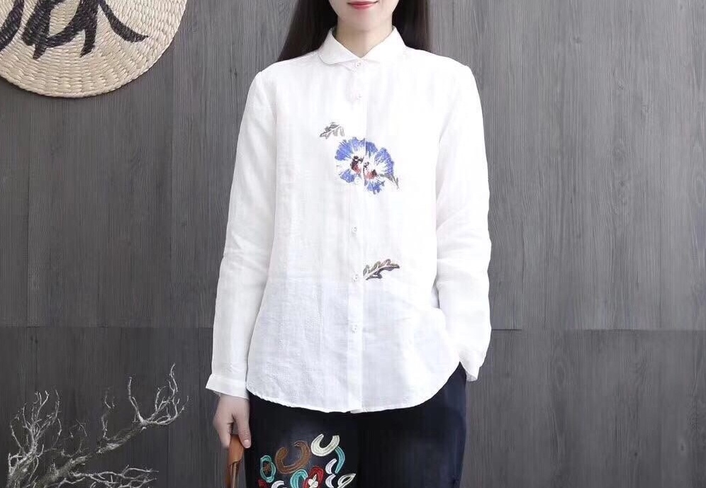 เสื้อเชิ้ตผ้าลินินปักลาย