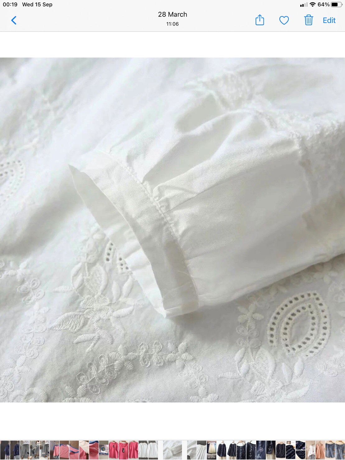 เสื้อผ้าฝ้ายลายปักลูกไม้แต่งคอระบาย