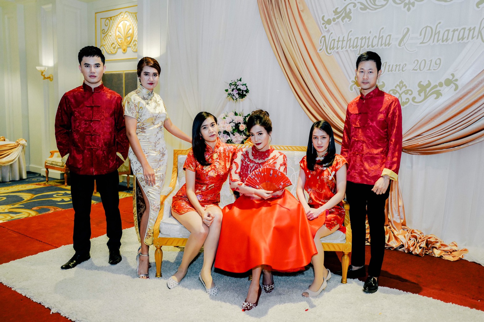 Preorder ชุดจีน ชาย เสื้อคอจีน ผ้าแพร สีแดง / ทอง ใส่ได้สองด้าน