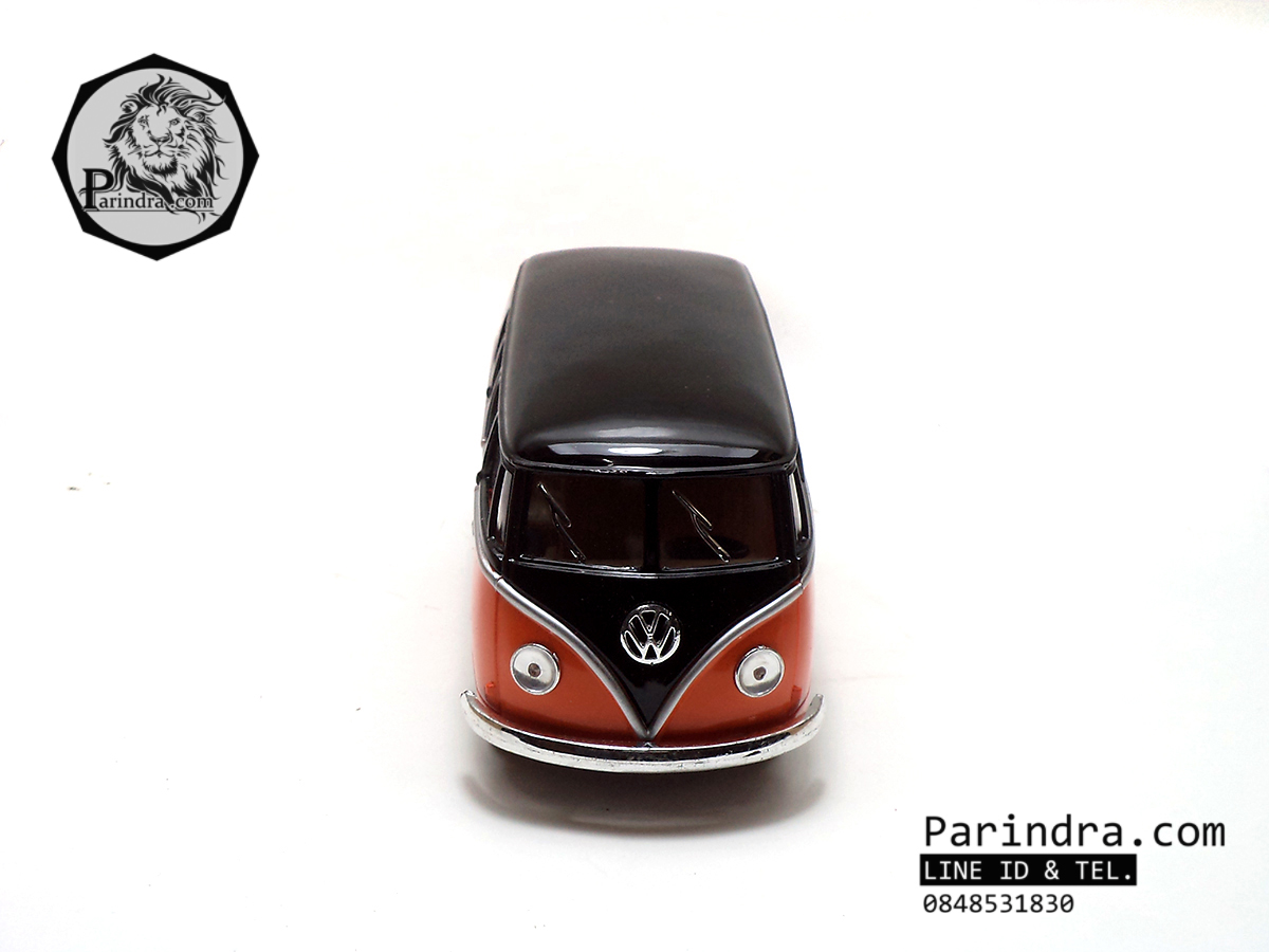 โมเดลรถเหล็ก รถตู้โฟล์ค รถเต่า Volksawagen Classical bus 1962 สีส้ม