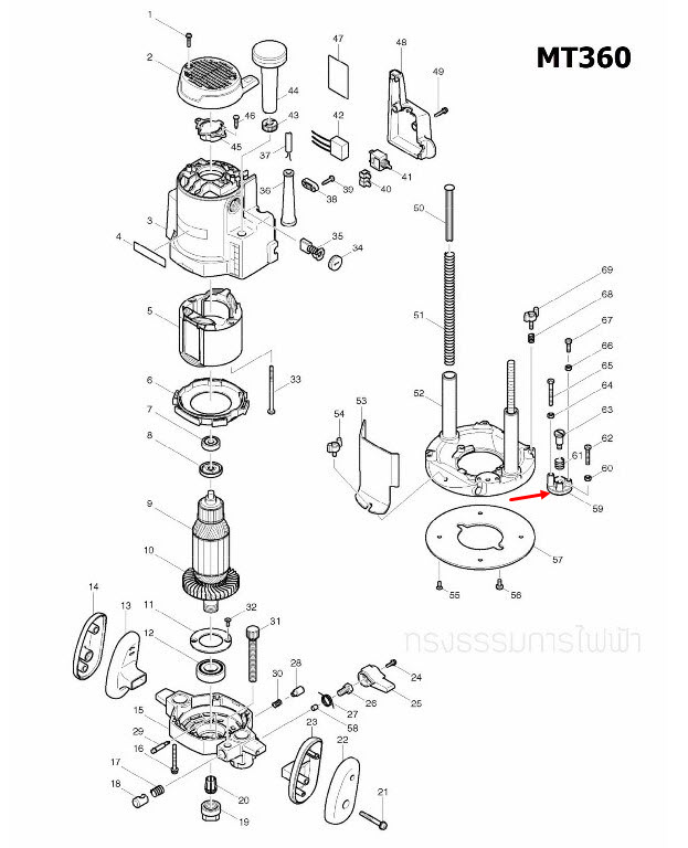 STOPPER เราท์เตอร์ Maktec มาคเทค, Makita มากีต้า MT360, MT362, M3600, M3600B [#59] Pn.317748-0 (แท้) ##