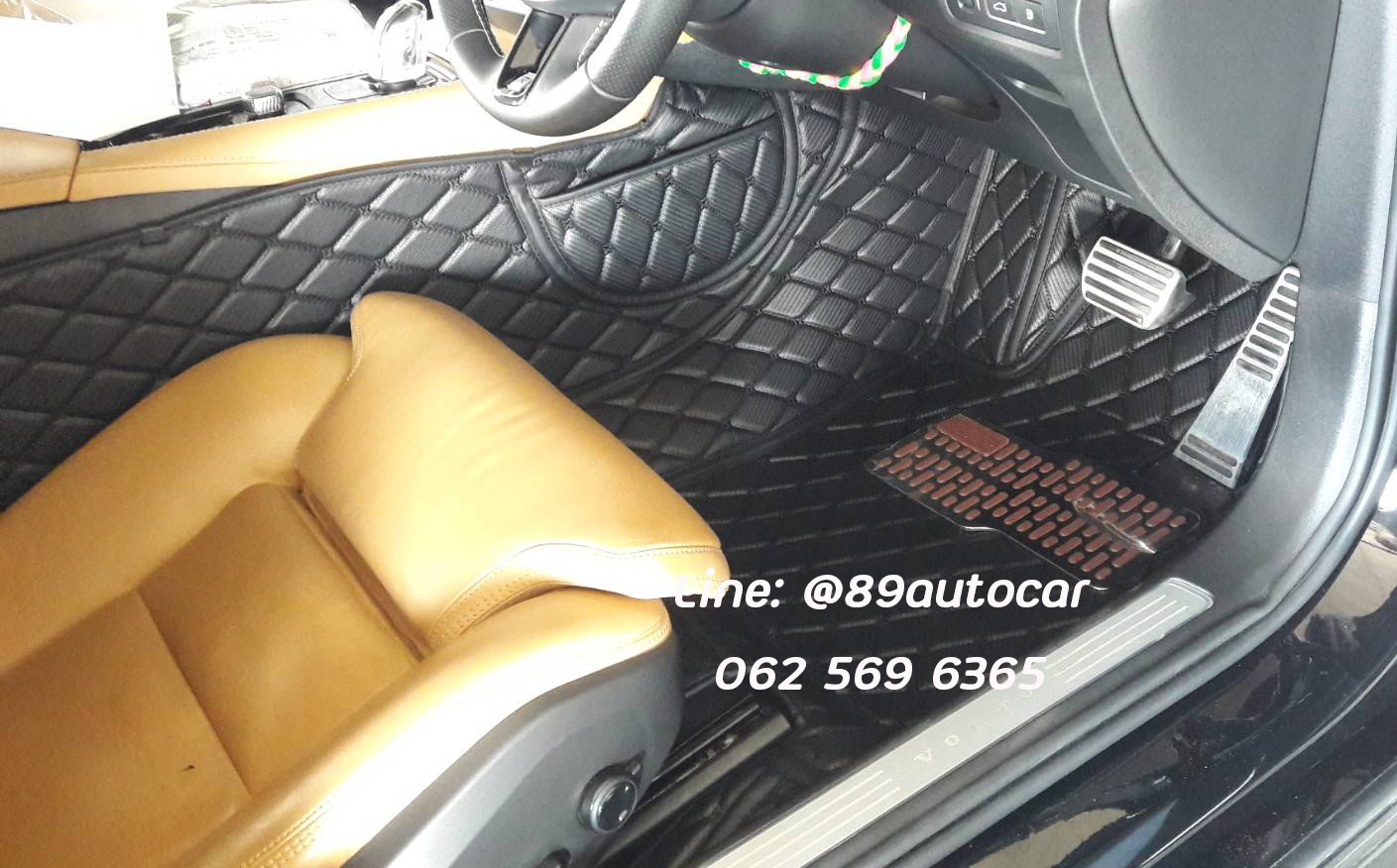 ตัดพรม Volvo S90 2013 ปูพรมหกดี สีดำด้ายดำ ลายเคฟล่า