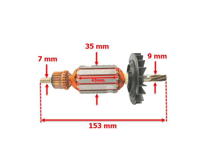 (DCA) ทุ่น สว่านโรตารี่ บอช BOSCH GBH2-26 DRE, RE, DFR, DE (ทุกรหัสต่อท้าย) 7ฟัน