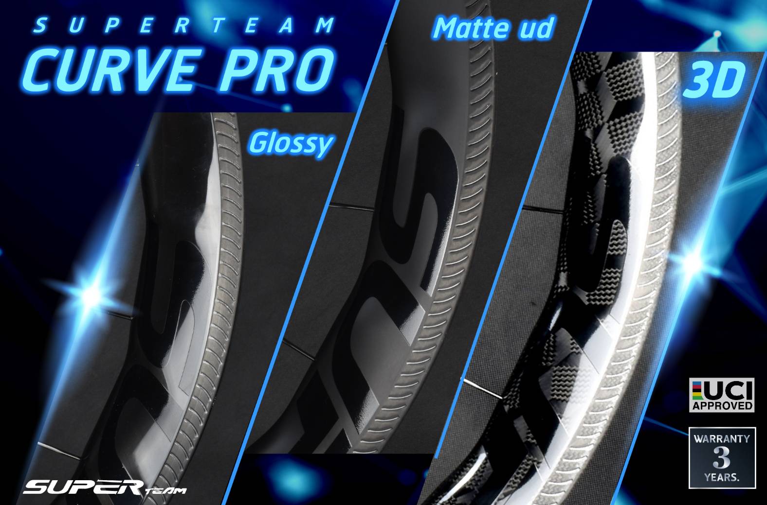 ล้อคาร์บอน SuperTeam Curve Pro 50/50 สุดลื่น ขอบล้อทนควมร้อนถึง 250 องศา ขอบอ้วน กว้าง 25 มม. แบบงัด