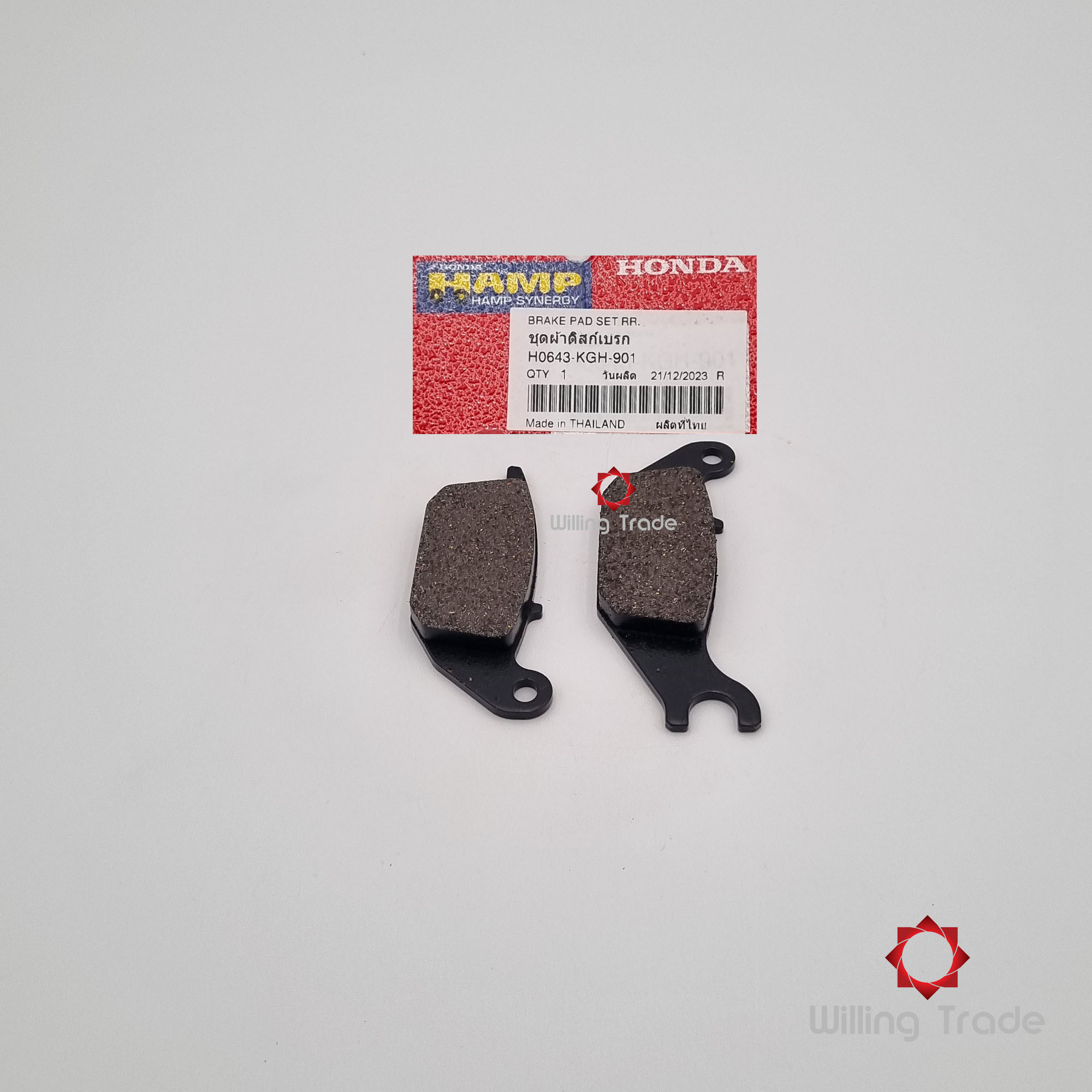 ชุดผ้าเบรคดิสหลัง (WX785) HAMP by HONDA: (H0643-KGH-901) SONIC เก่า ใหม่ (แทน #06435-KPC-641) ... แพ๊คละ 1 ชิ้น... [แท้ศูนย์ 100%] ...กลุ่มอะไหล่ชุดคาร์ลิปเปอร์เบรคหลัง (F12) ... PAD SET, RR..
