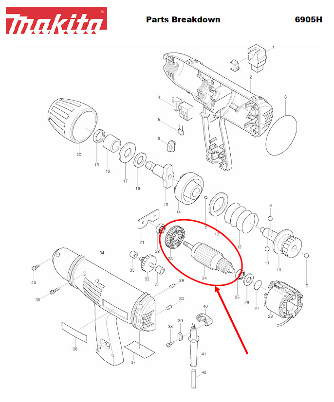 ทุ่น บล็อคไฟฟ้า Makita มากีต้า 6905H (แท้) ##(*)