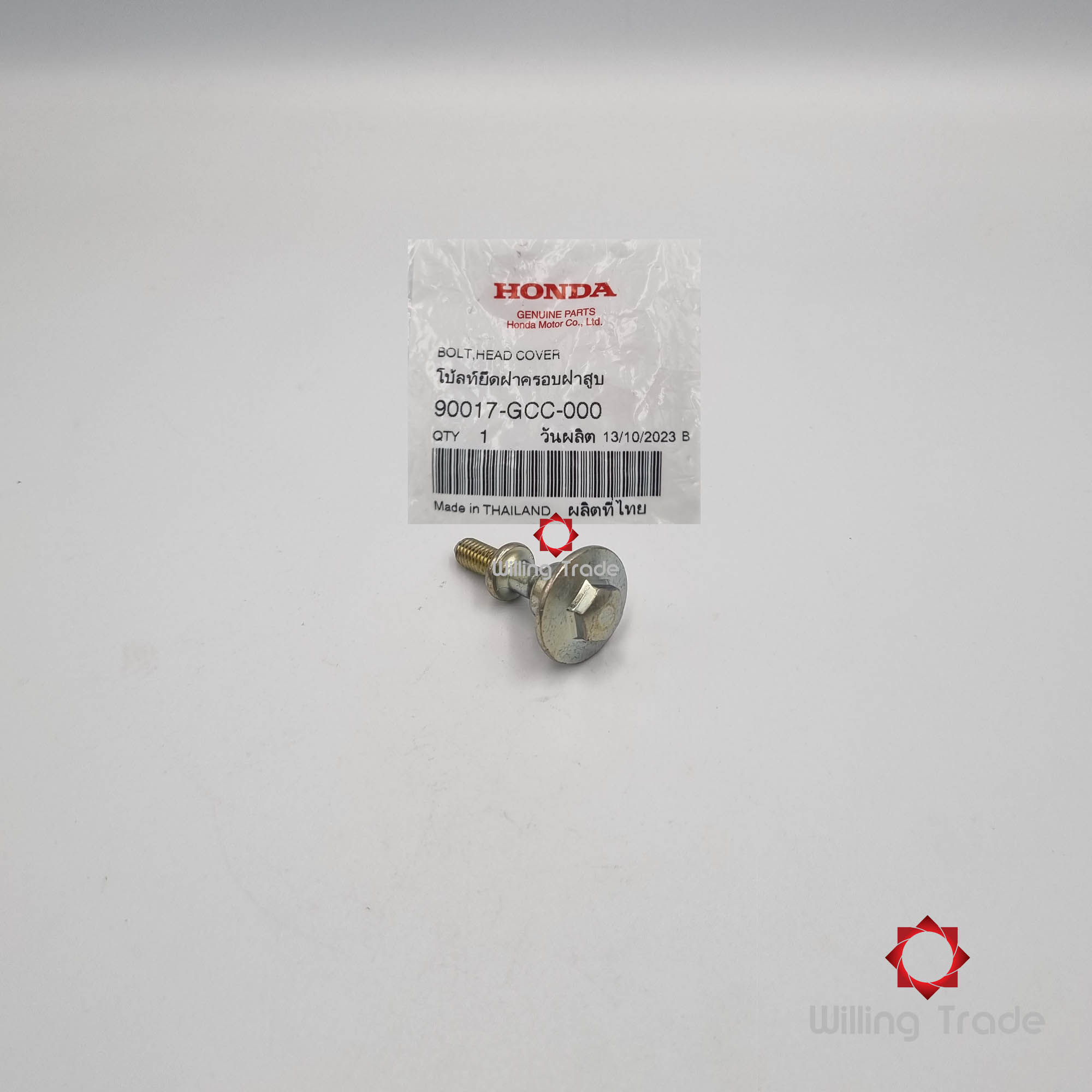 โบลท์ยึดฝาครอบฝาสูบ (WX593) HONDA: (90017-GCC-000) ใช้กับ CLICK110 คาร์บู (2006-2008) ... แพ๊คละ 1 ชิ้น... [แท้ศูนย์ 100%] ...กลุ่มอะไหล่ฝาครอบฝาสูบ ... BOLT, HEAD COVER