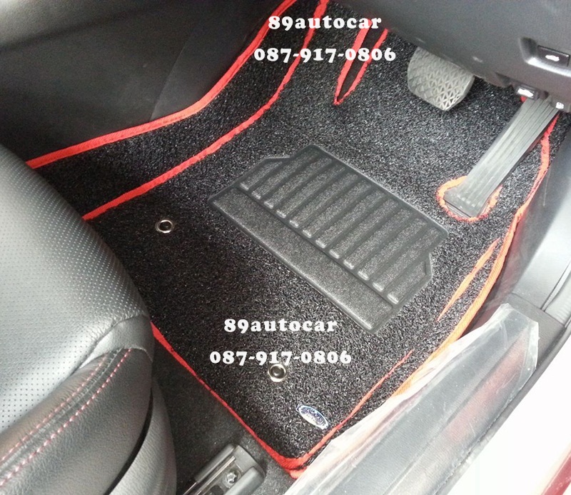 พรมไวนิลดักฝุ่น Mazda 3 2016 ไวนิลสีดำขอบแดง