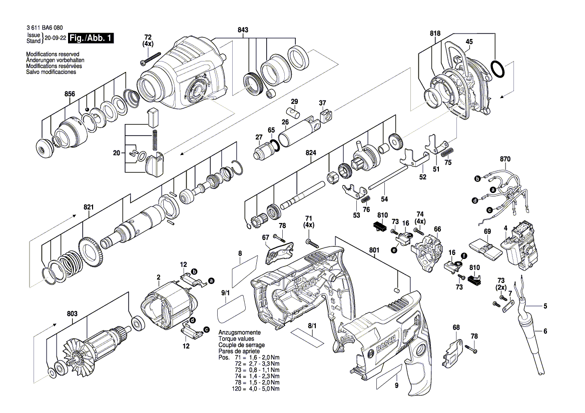 GBH220 สว่านโรตารี่ 3 ระบบ BOSCH Spare Parts