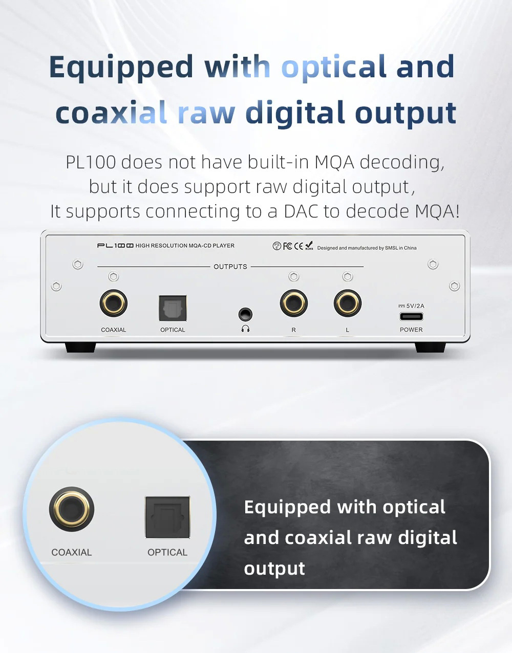 SMSL PL100 เครื่องเล่น CD ชิป DAC Cirrus Logic CS43131 ประกันศูนย์ไทย