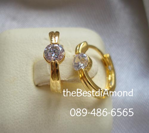 ===BE922+++ต่างหูห่วง เพชรเม็ดเดี่ยว+++ต่างหูน่ารักๆ เป็นแบบติดติ่งหู ใส่ได้ทุกโอกาส เรียบๆ แต่น่ารักดีค่ะ