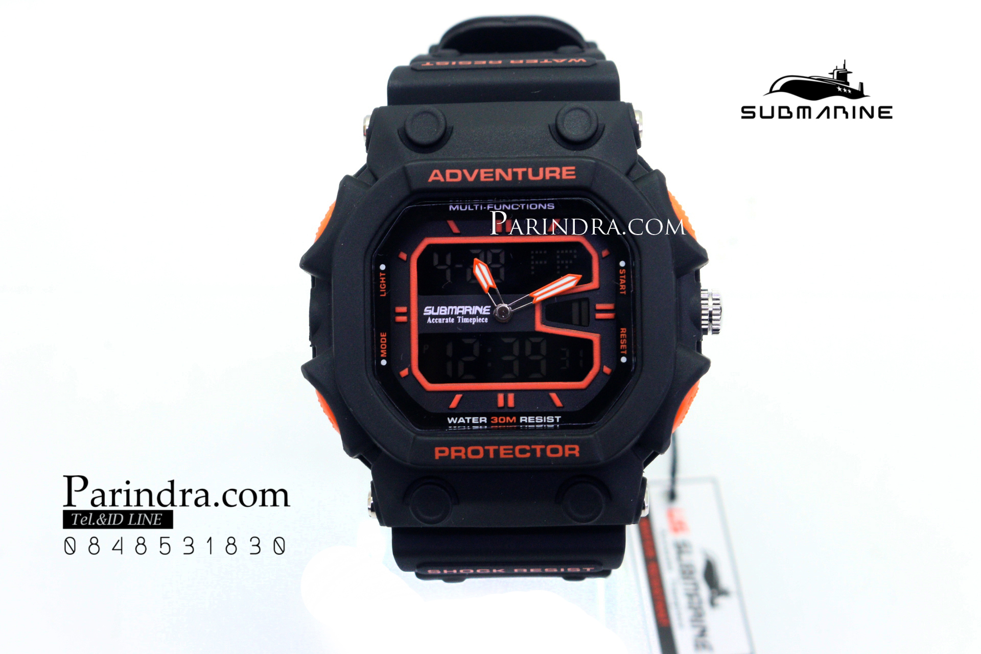 นาฬิกา US submarine รุ่น TP3134M สีดำตัดส้ม จอดำ