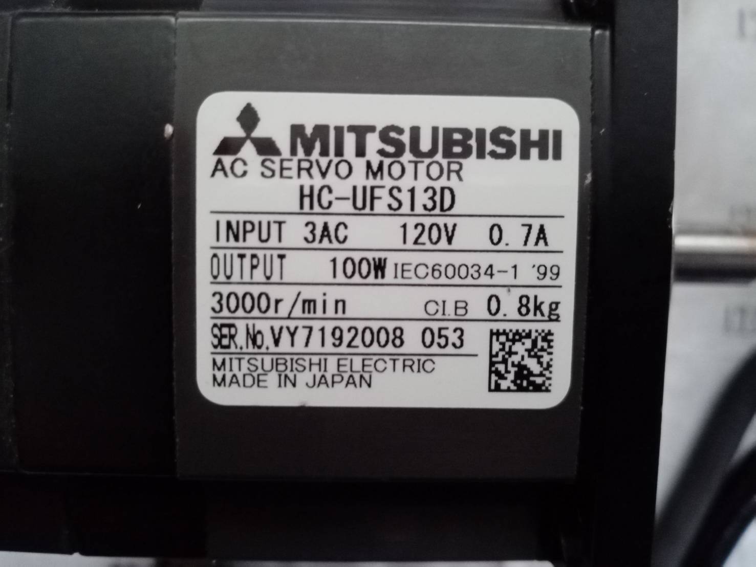 HC-UFS13D SERVO MOTOR " MITSUBISHI "