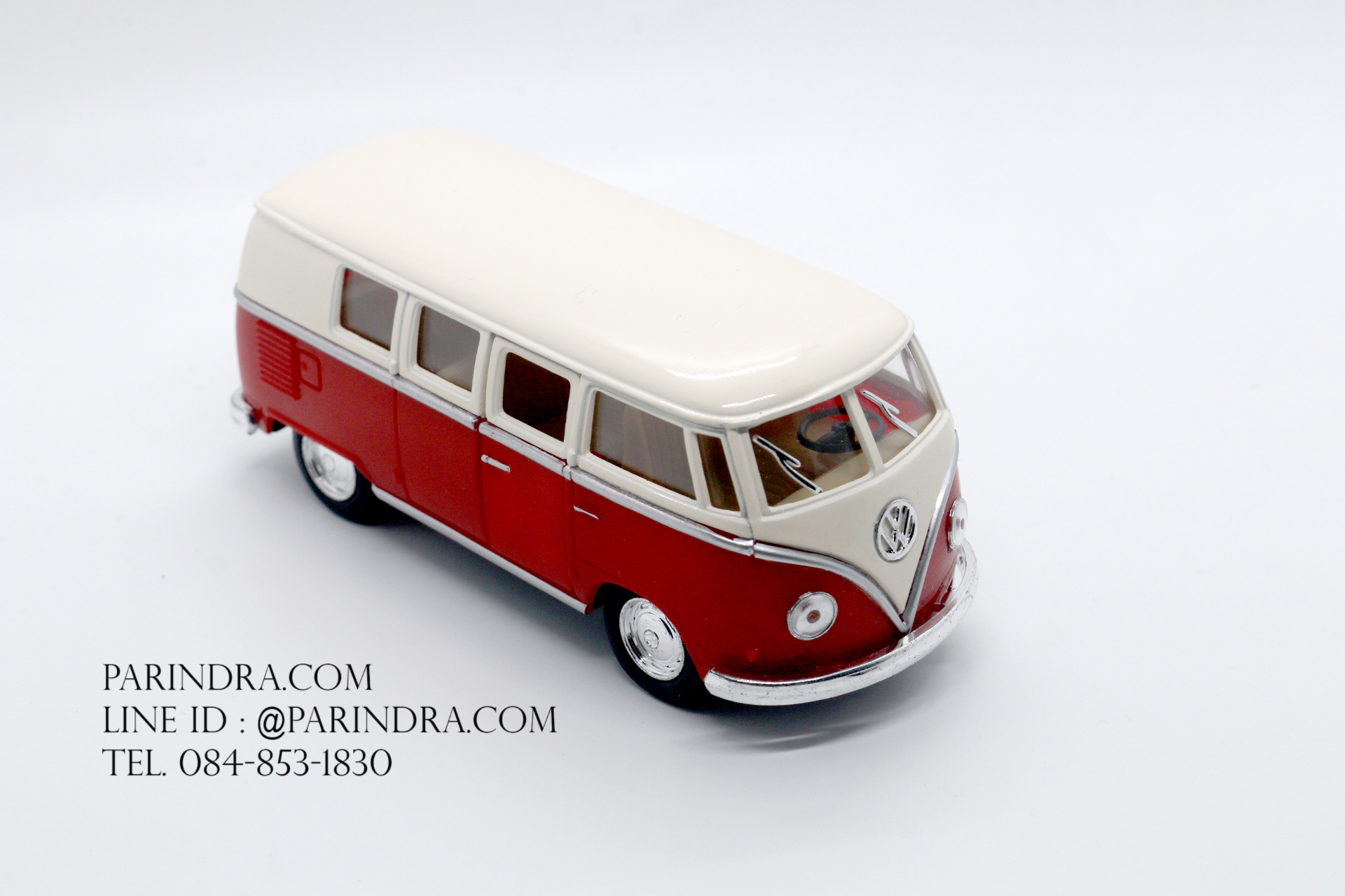 โมเดลรถเหล็ก รถตู้โฟล์ค รถเต่า Volksawagen Classical bus 1962 สีแดง