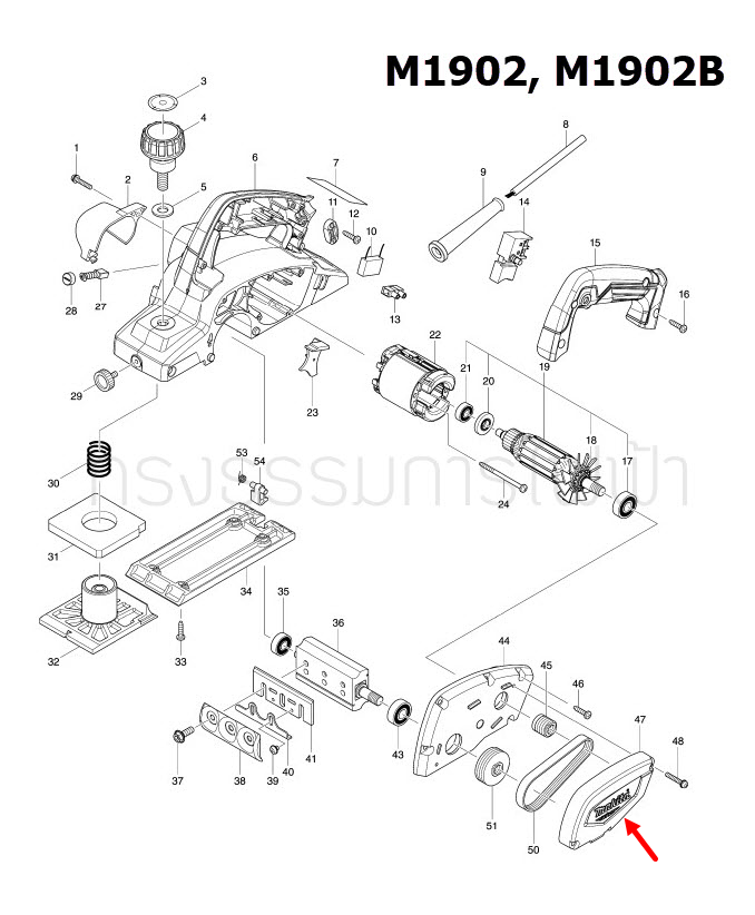 BELT COVER กบไสไม้ไฟฟ้า Makita มากีต้า M1902, M1902B [#47] Pn.456963-2 (แท้) ##(*)