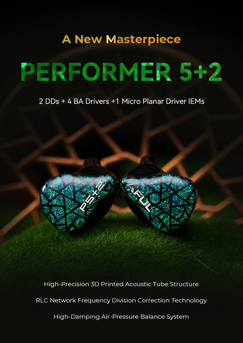 AFUL Performer 5+2 หูฟัง IEMs 7 ไดรเวอร์ 2DD+4BA+1Planar สายชุบเงินถัก8 ประกันศูนย์ไทย