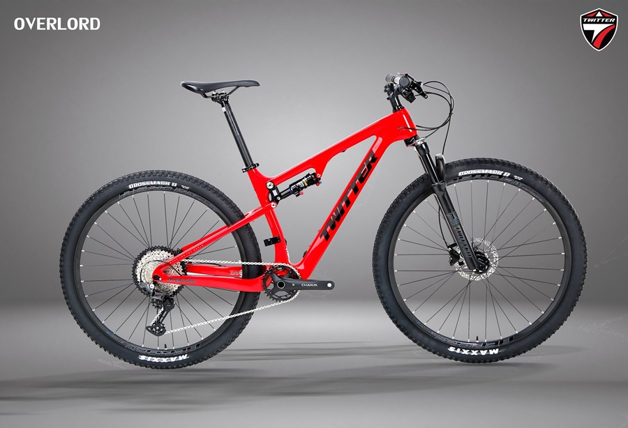 จักรยานเสือภูเขา TWITTER OVERLORD Full suspension bike, เฟรมคาร์บอน 1x12 speed Deore โช๊คลม ปี 2022