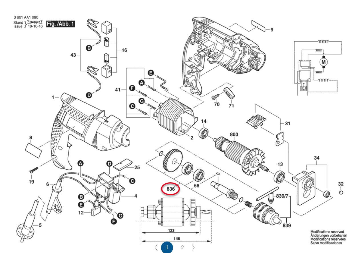 แกนเฟืองชุด สว่านกระแทก Bosch บอช GSB550 Pn.1619PA1858 (แท้)##