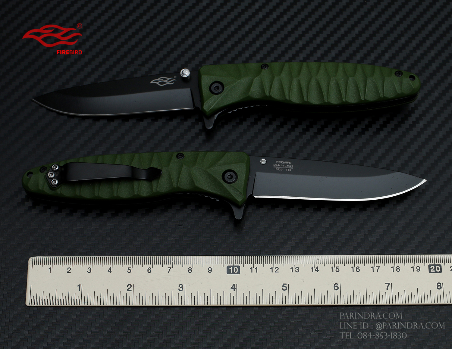 มีดพับ GANZO FIREBIRD F620-G1 ด้ามสีเขียวแก่ ของแท้ 100%