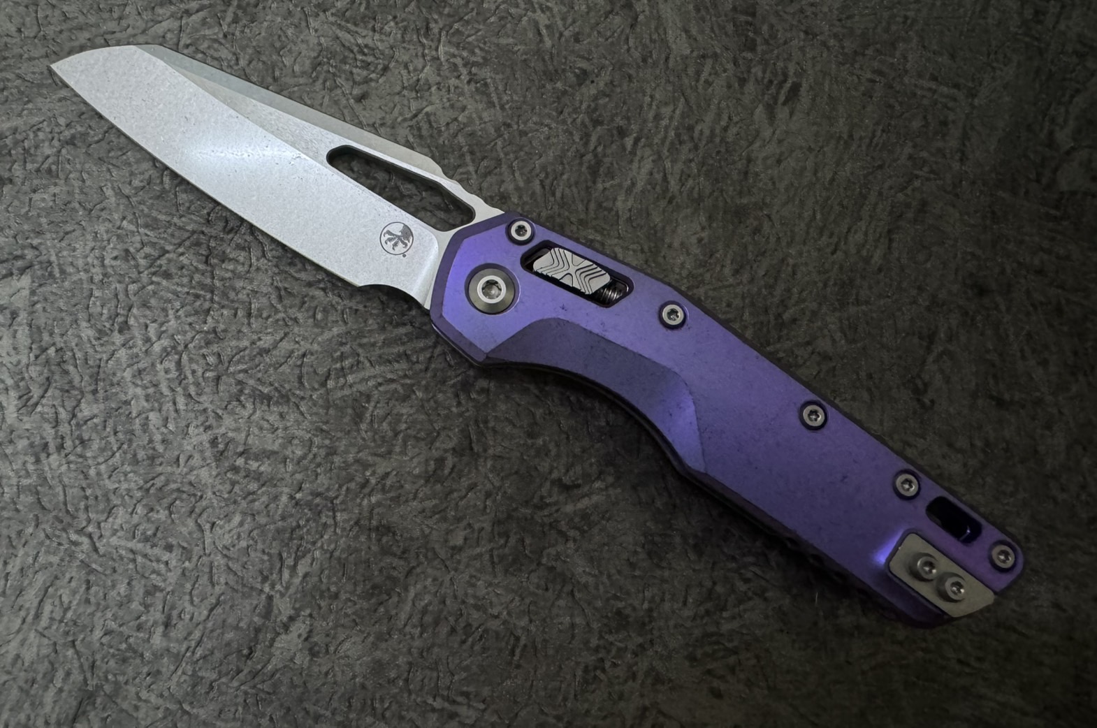 Microtech Marfione Select MSI RAM LOK Purple Haze Titanium Handles w/ Purple Accents & Stonewash M390MK