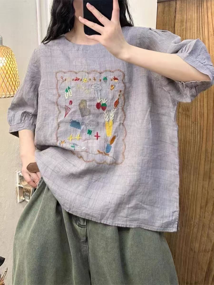 เสื้อผ้าลินินลายปักทรงโอเวอร์ไซส์
