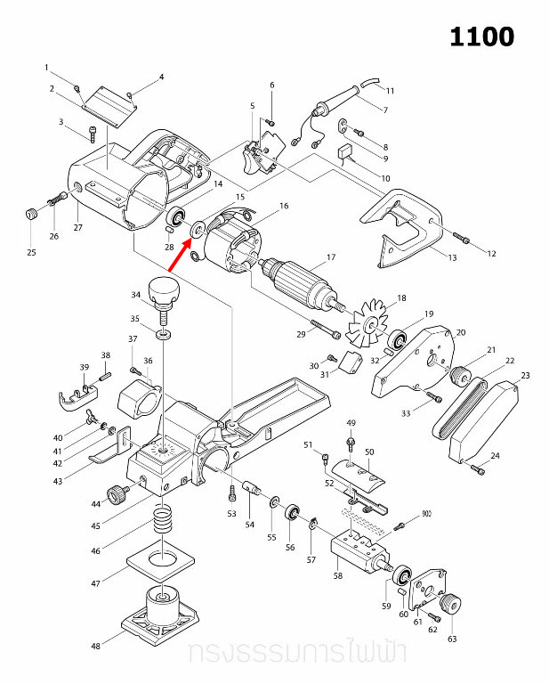 ไฟเบอร์กันฝุ่น Makita 1100, LS1030, 5900B, 9924DB, 2012NB Pn.681623-9 (แท้) ## **
