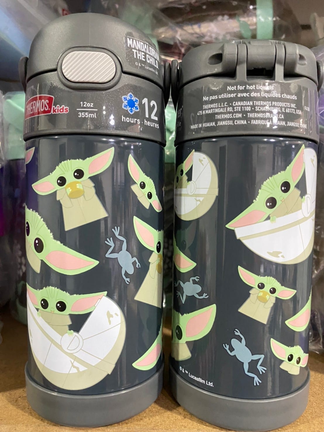 กระติกน้ำเก็บความเย็น มีหูหิ้ว THERMOS FUNTAINER 12 Ounce Stainless Steel Vacuum Insulated Kids Straw Bottle, Mandalorian