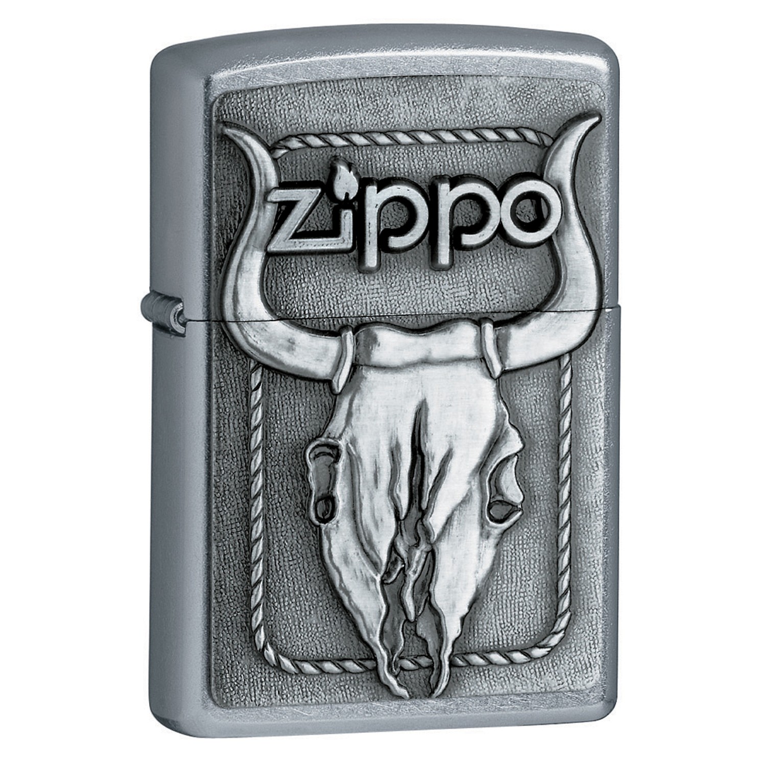 ไฟแช็ค Zippo แท้ หัวกระโหลกวัวกระทิง "Zippo 20286 Bull Skull Emblem Street Chrome " แท้นำเข้า 100%