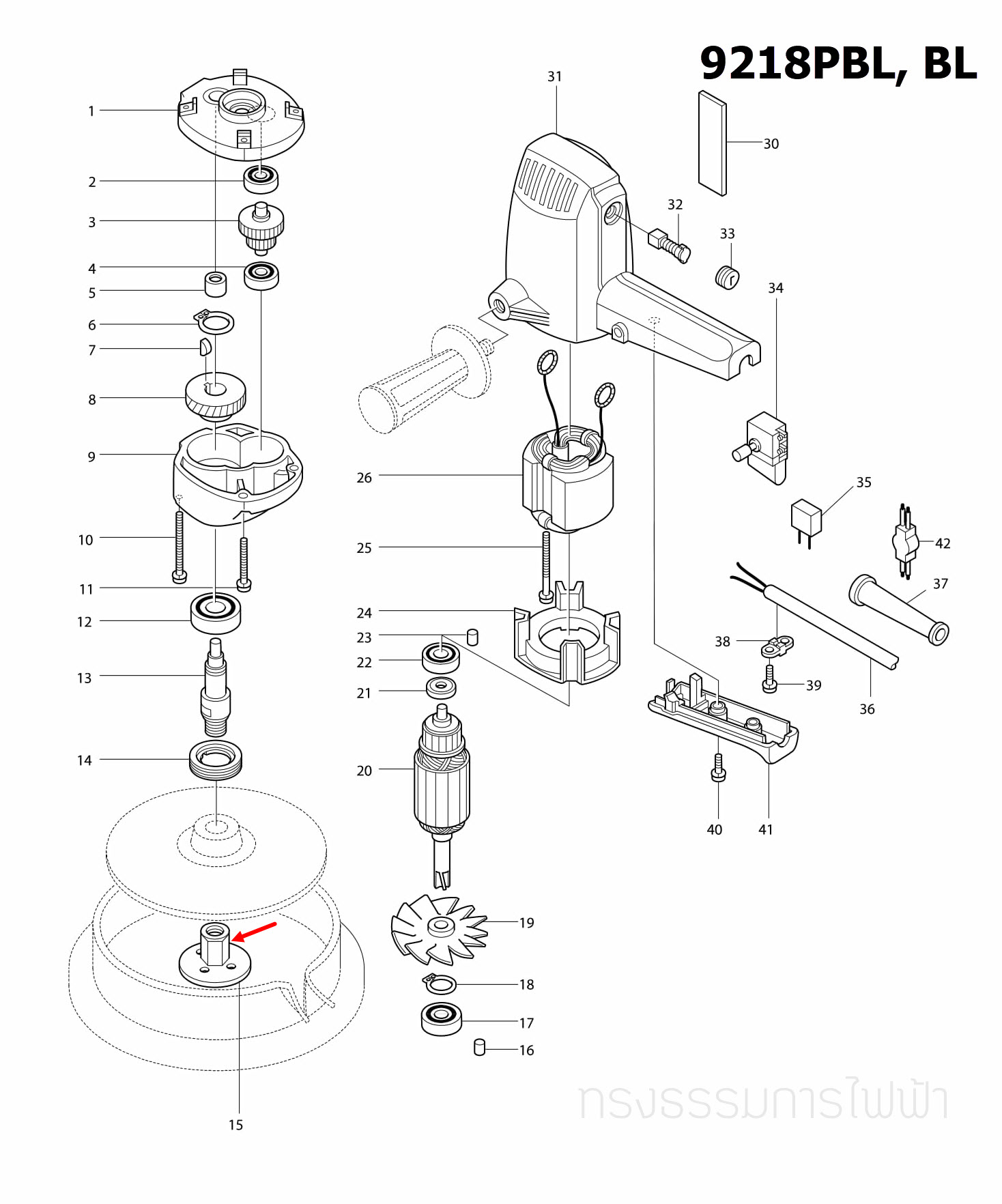 SANDING LOCK NUT 16-48 เครื่องขัดกระดาษทราย Makita มากีต้า 9218PB [#15], 9218SB [#12], 9218PBL, BL [#15] Pn.224523-6 (แท้) ##