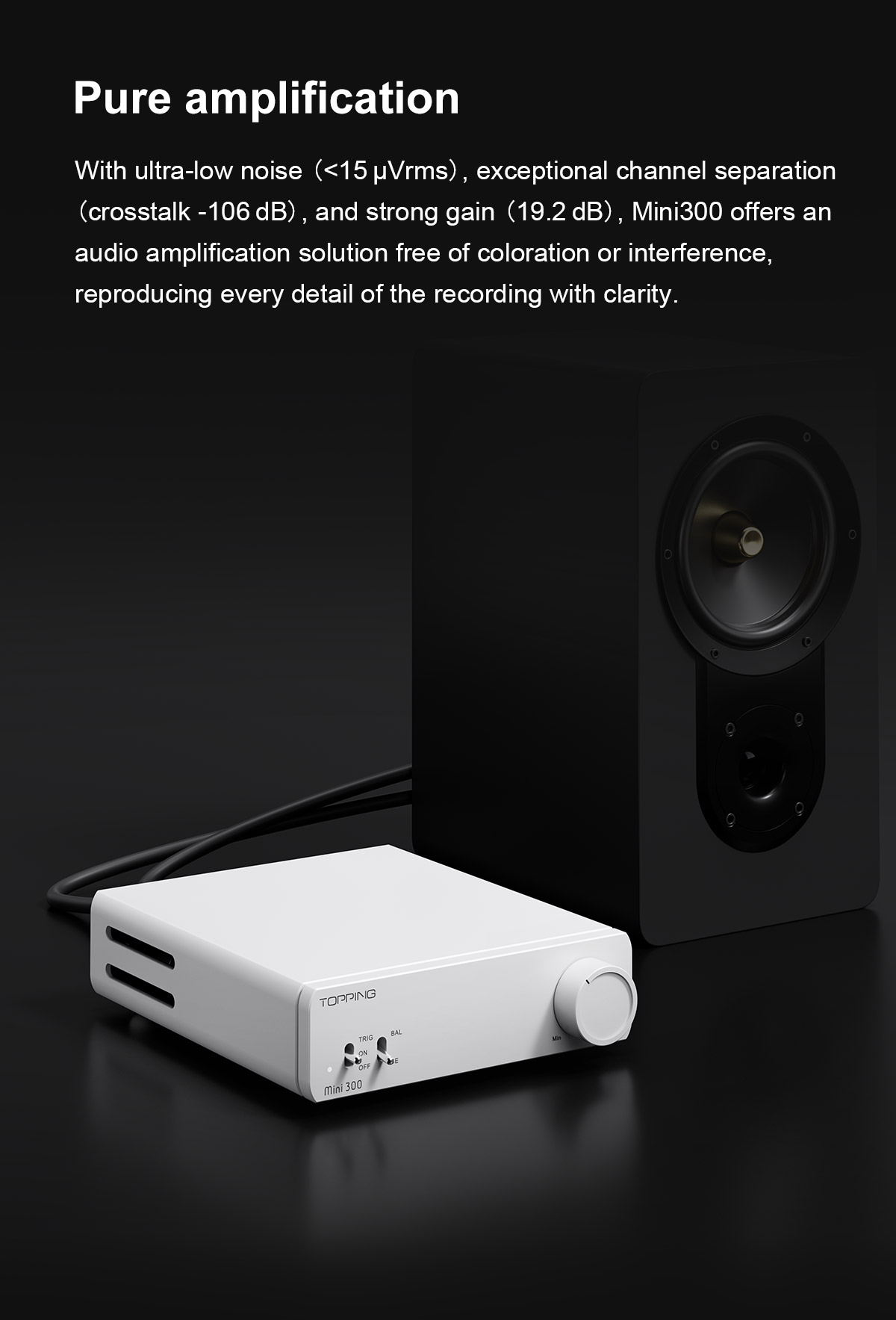 Topping Mini 300 แอมป์ตั้งโต๊ะ ClassD แบบ Fully Balanced รองรับ Hi-Res ประกันศูนย์ไทย