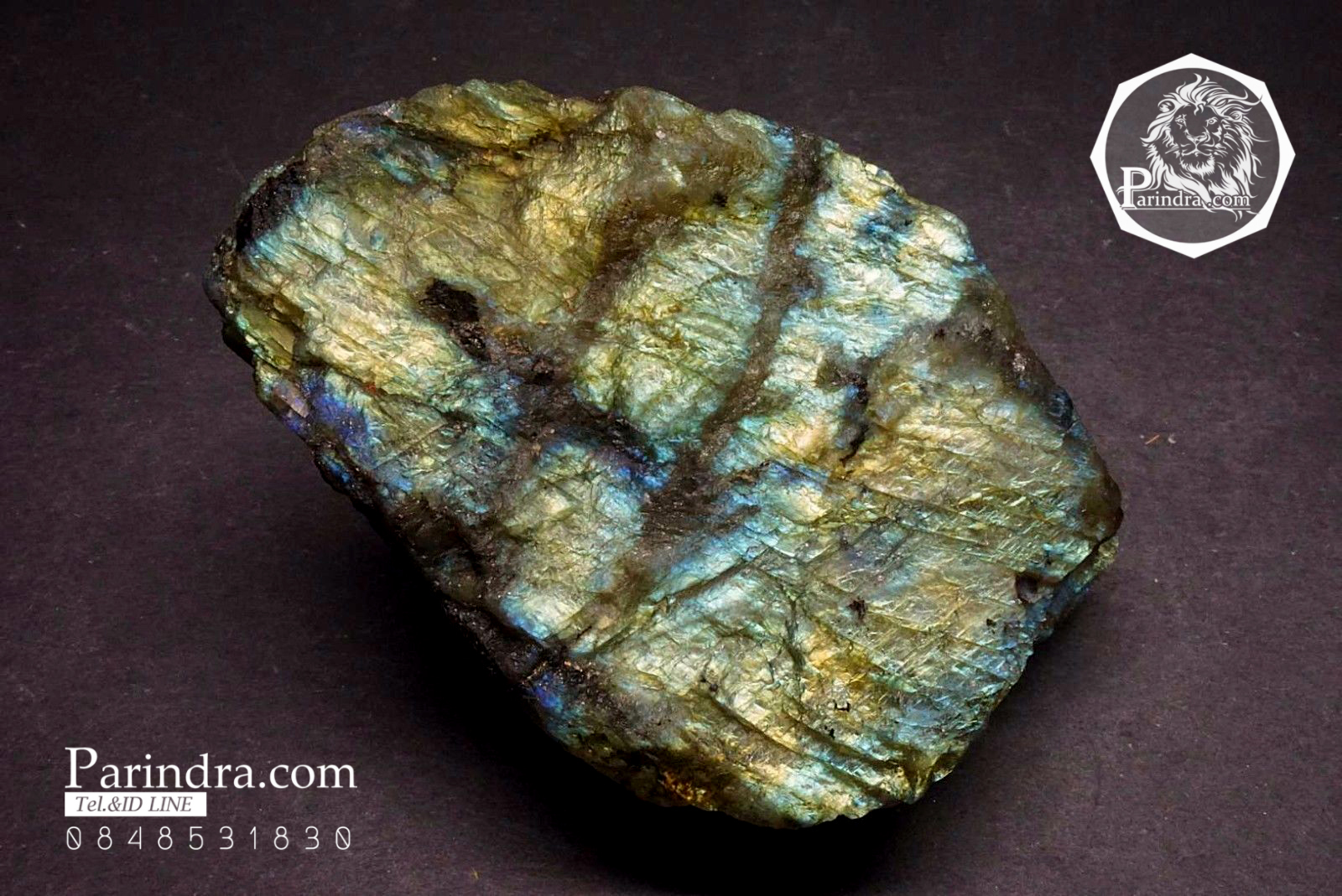 หิน ลาบราดอไลท์ (Labradorite) ดิบไม่ขัด สวยคัดพิเศษ ประกายสีเหลืองส้ม #LA104