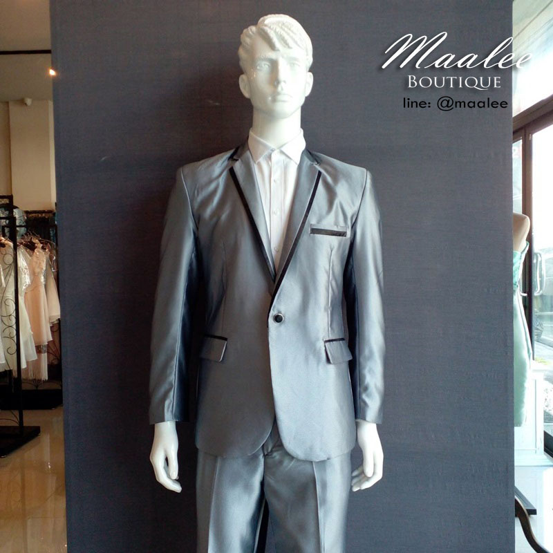 พร้อมเช่า ชุดสูทชาย สีเทาเงิน Metallic Silver
