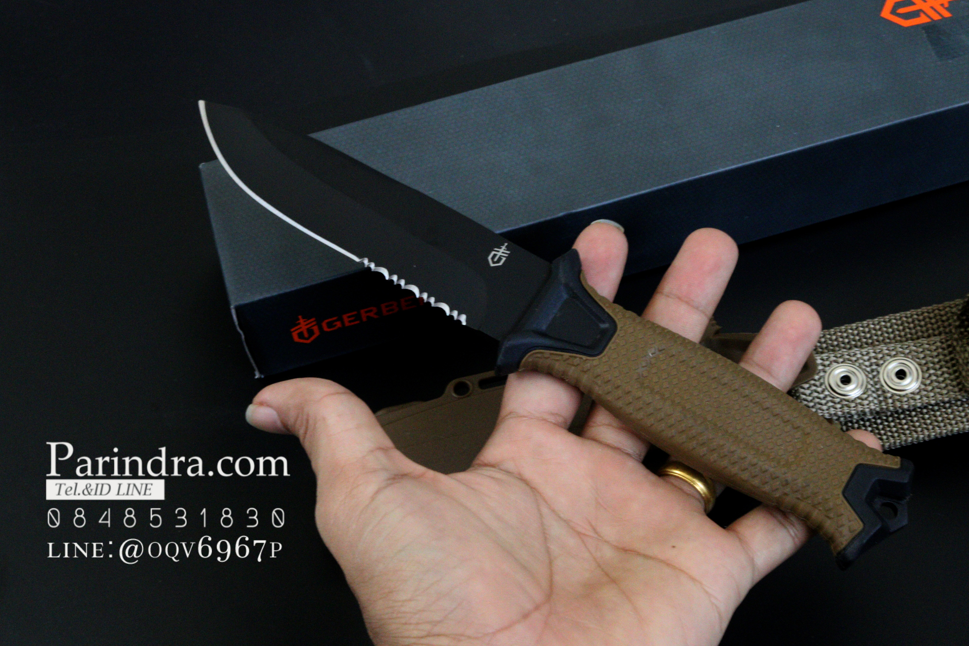 มีดใบตาย Gerber Strong Arm Semi serrated Fixed Blade OEM สีน้ำตาล ขนาด 10 นิ้ว หล่อสุดๆ A++
