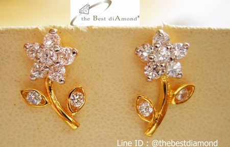 BE034 ต่างหูเพชรCZ น่ารักๆๆ ดีไซน์รูปดอกไม้ เก๋สุดๆ ใส่ติดหูได้เลย
