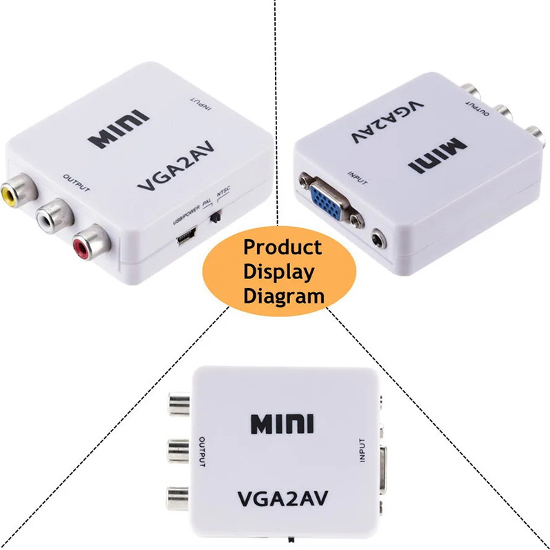 X-Tips VGA to AV อะแดปเตอร์แปลง VGA พร้อม AUX 3.5 มม. ออก AV รองรับ 1080p (60HZ)