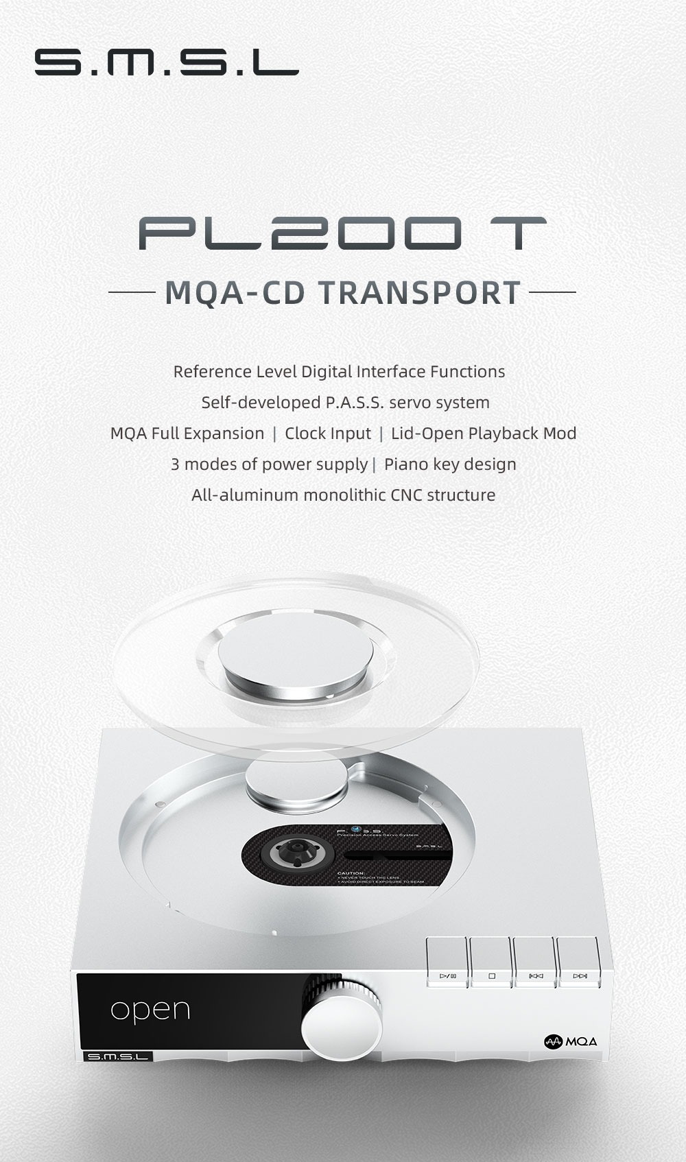 SMSL PL200T เครื่องเล่นซีดีตั้งโต๊ะขนาดกะทัดรัด รองรับ MQA-CD ประกันศูนย์ไทย