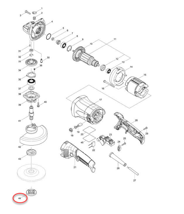 น๊อต 14-45 Makita มากีต้า รุ่น M9002, 9015B, GA5010 Pn.224554-5 ##