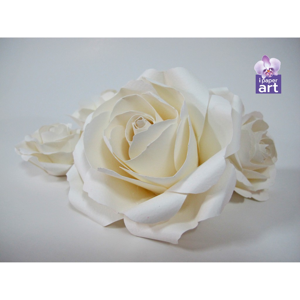 ดอกไม้กระดาษ กุหลาบ ขนาด 12, 18, 22, 28 เซนติเมตร กระดาษ 200 แกรม อยู่ทรง ทนแดด ทนความชื่น