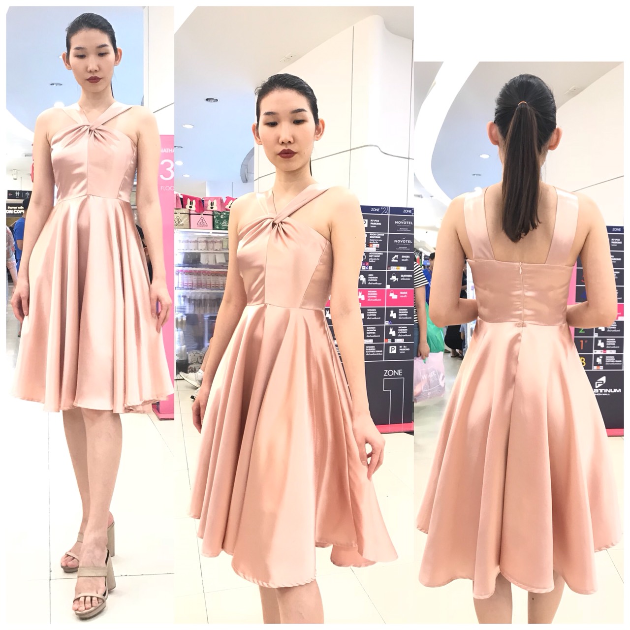 ชุดเพื่อนเจ้าสาว ชุดราตรีสั้น Holly - Twist-halter top & circle skirt