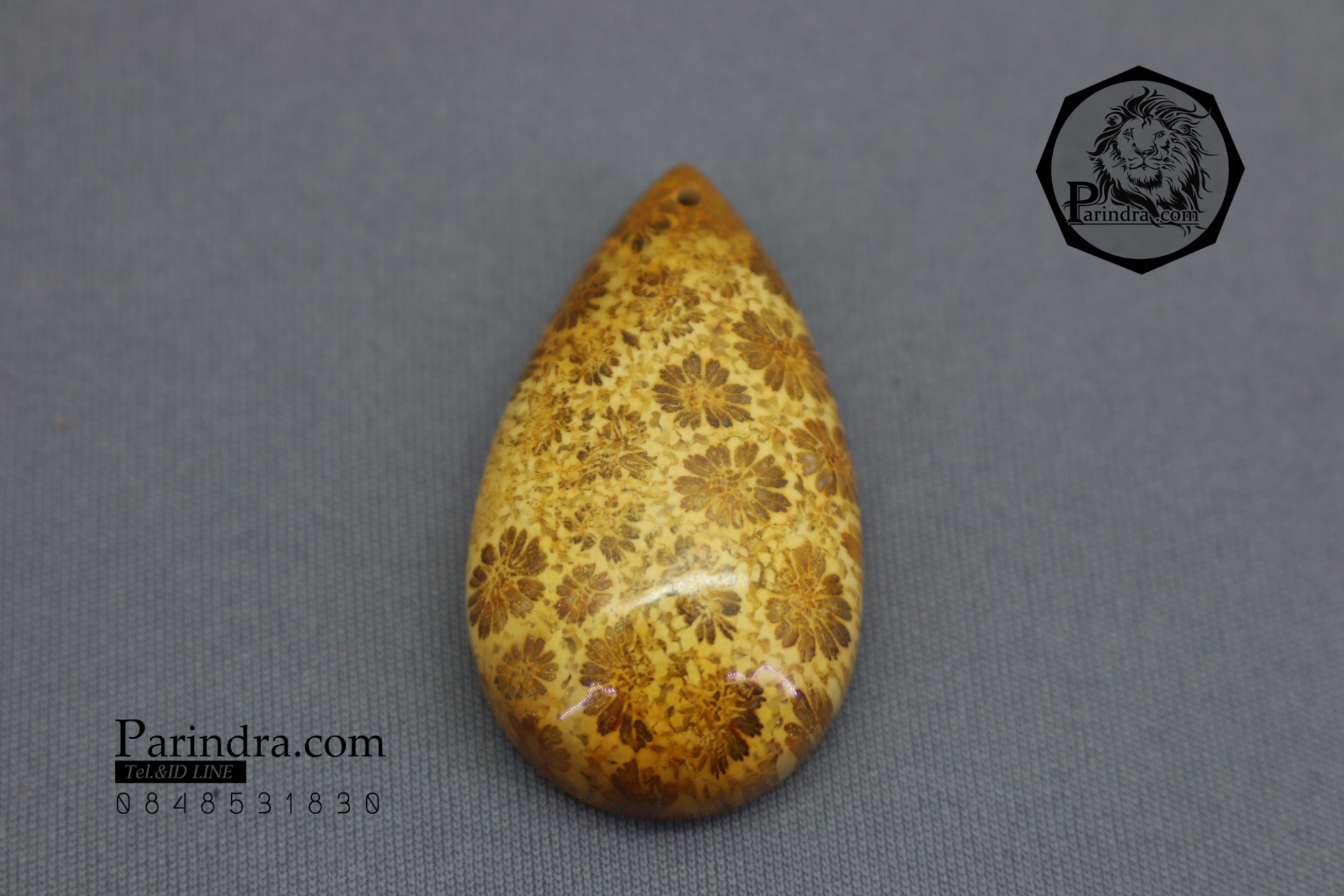 ฟอสซิลหินปะการังขัด Fossil Coral ใหญ่และหนา สำหรับห้อยคอ หรือ พวงกุญแจ คัดสวยพิเศษ #CRF012