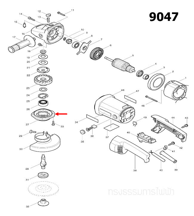 ฝาปิดลูกปืน หินเจียร Makita-มากีต้า 9047 [#27] Pn.316855-6 (แท้) ##