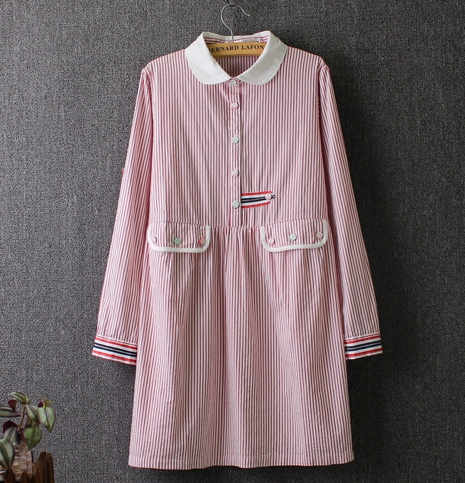 เสื้อคอบัวผ้าฝ้ายนุ่มลายทาง